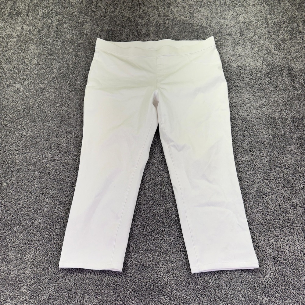 Time And Tru Pants Womens 22 White High Rise Capri Stretch Denim Casual Plus